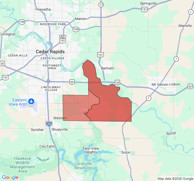 Map of septic coverage in Ely, IA