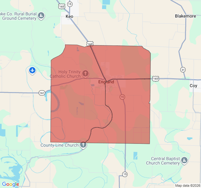 Map of septic coverage in England, AR