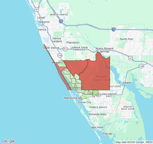 Map of septic coverage in Englewood, FL