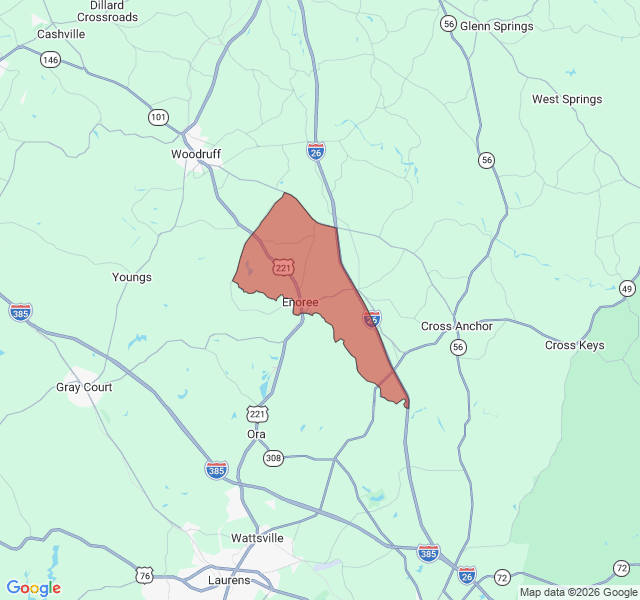 Map of septic coverage in Enoree, SC
