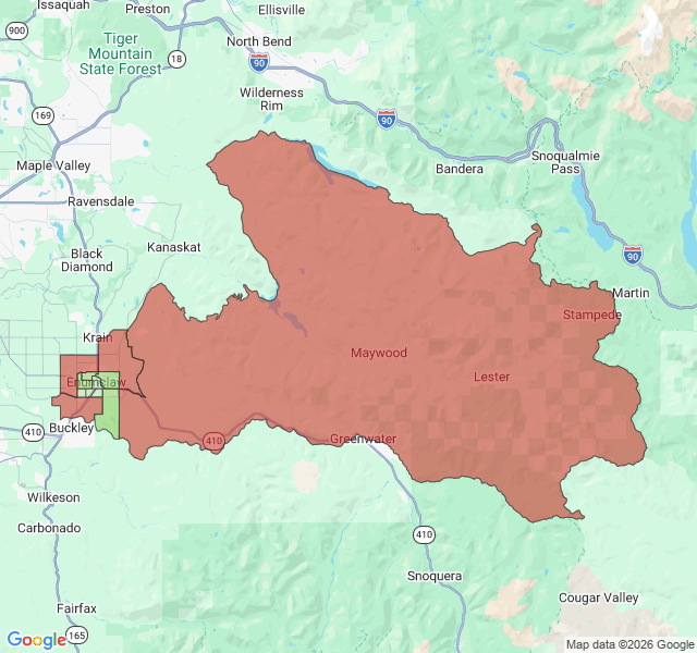 Map of septic coverage in Enumclaw, WA