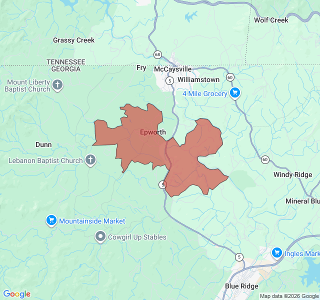 Map of septic coverage in Epworth, GA