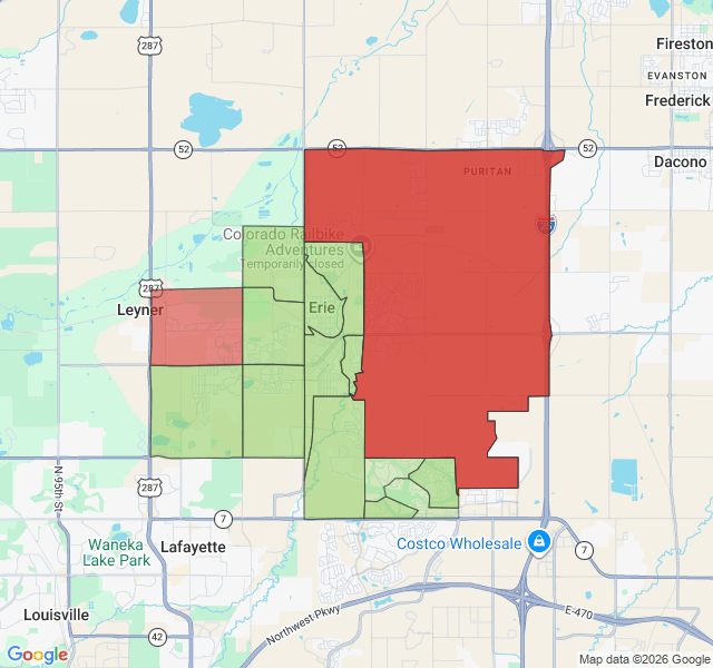 Map of septic coverage in Erie, CO