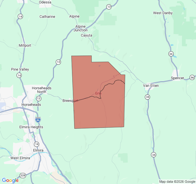 Map of septic coverage in Erin, NY