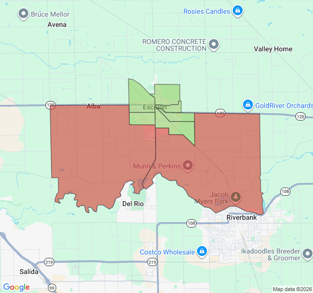 Map of septic coverage in Escalon, CA