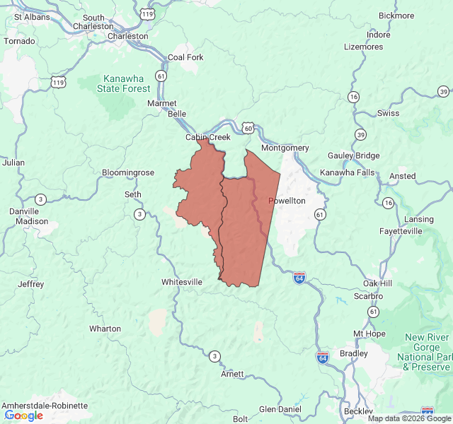 Map of septic coverage in Eskdale, WV