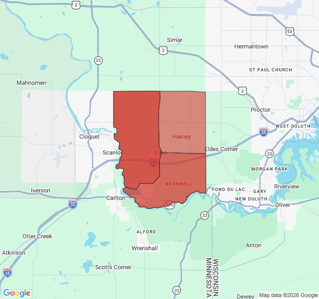 Map of septic coverage in Esko, MN