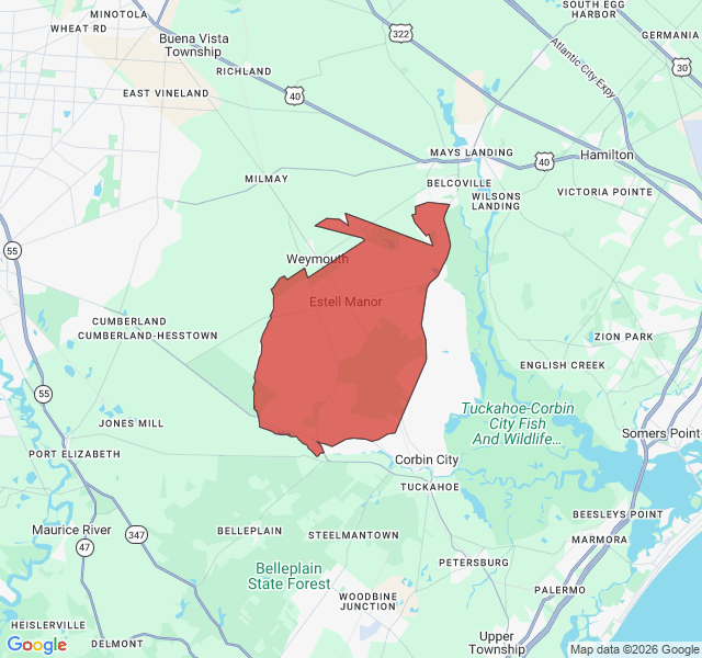 Map of septic coverage in Estell Manor, NJ