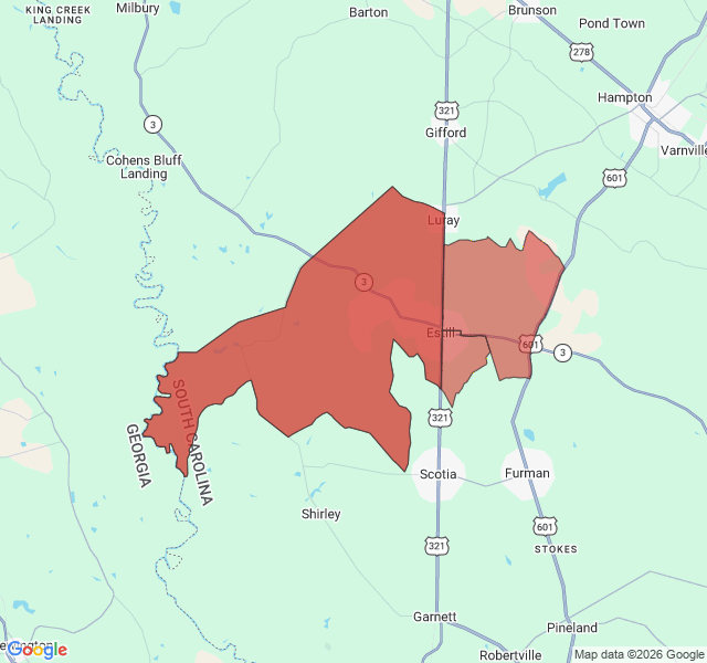 Map of septic coverage in Estill, SC