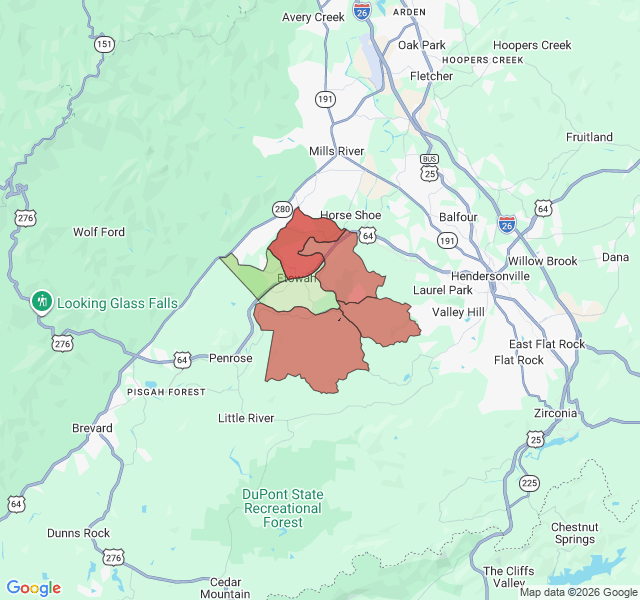 Map of septic coverage in Etowah, NC