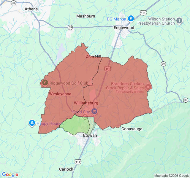 Map of septic coverage in Etowah, TN