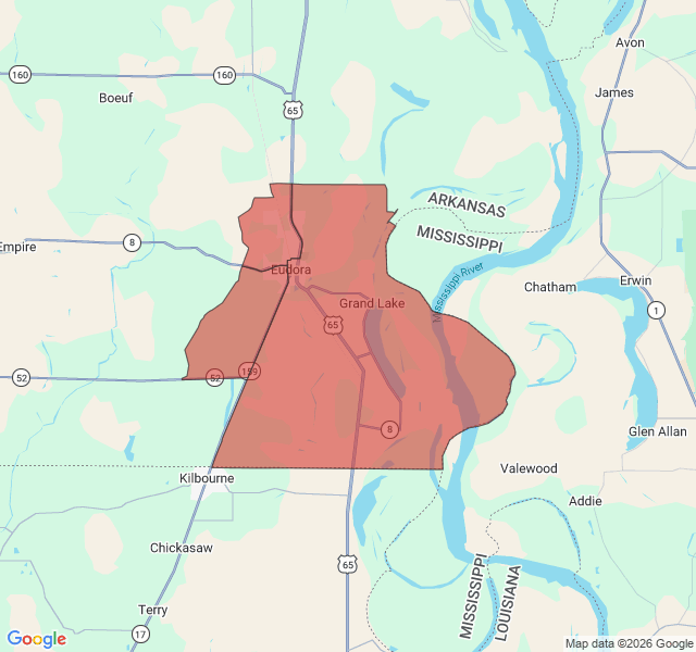 Map of septic coverage in Eudora, AR