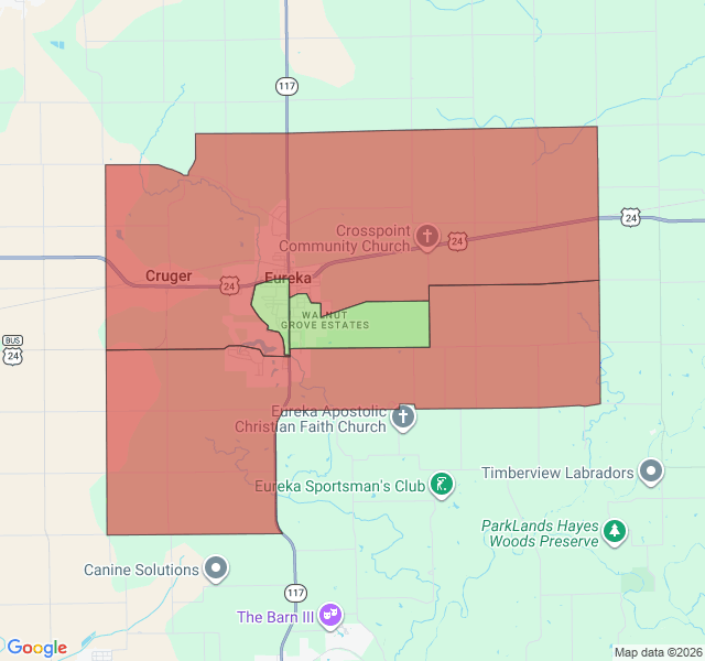 Map of septic coverage in Eureka, IL