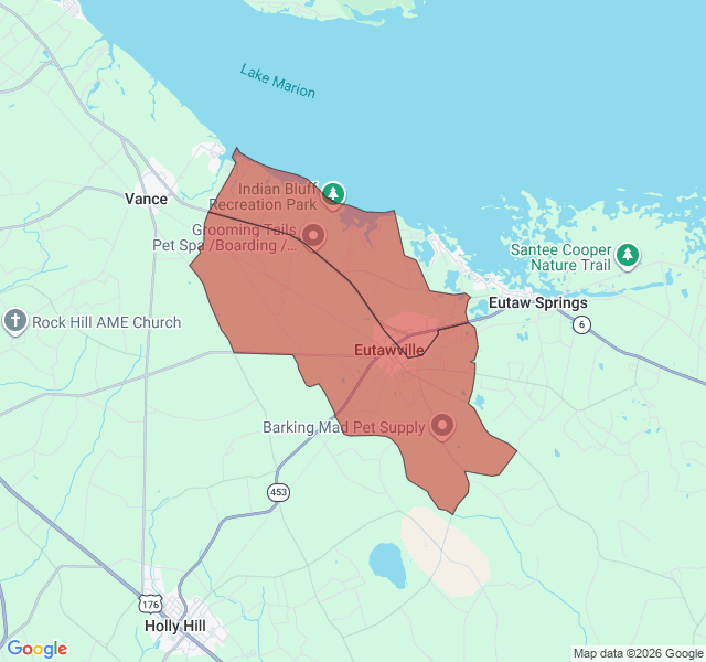 Map of septic coverage in Eutawville, SC