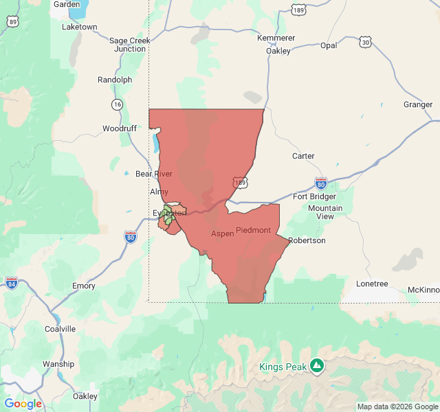 Map of septic coverage in Evanston, WY