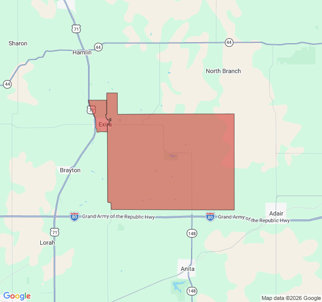 Map of septic coverage in Exira, IA