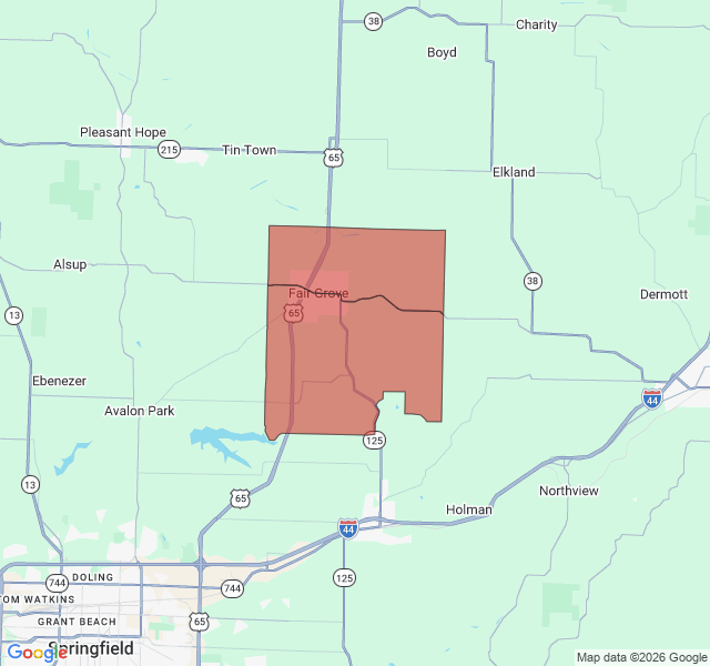 Map of septic coverage in Fair Grove, MO
