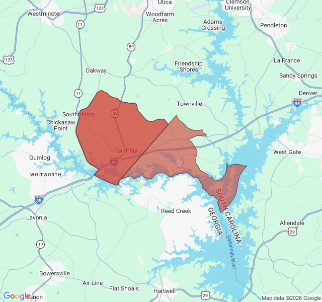Map of septic coverage in Fair Play, SC