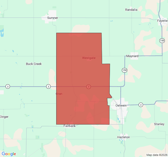 Map of septic coverage in Fairbank, IA