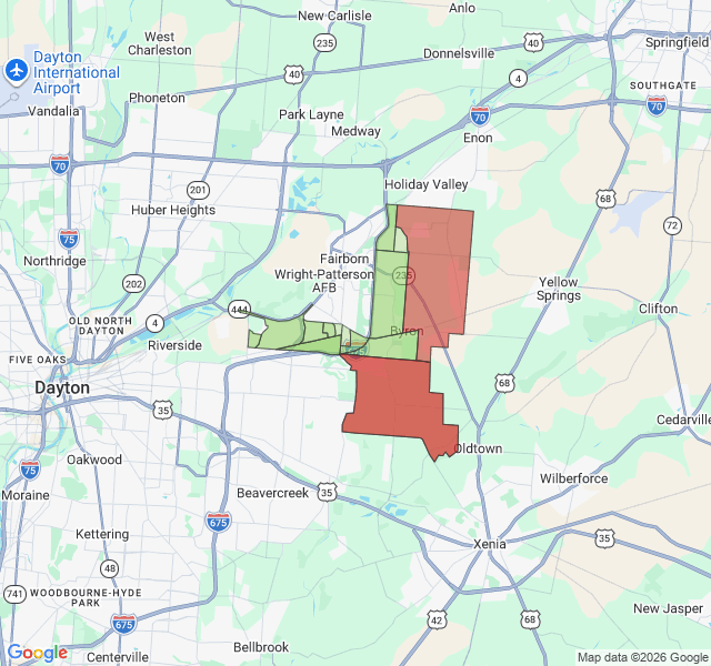 Map of septic coverage in Fairborn, OH