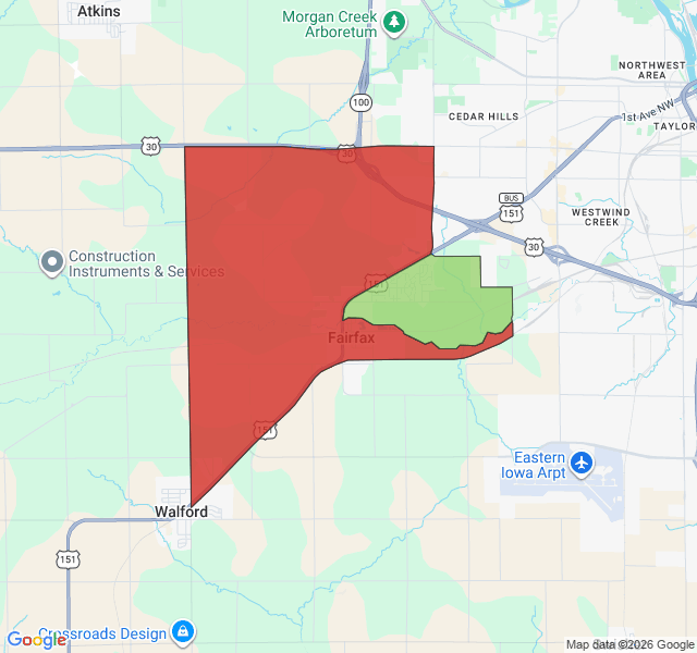 Map of septic coverage in Fairfax, IA