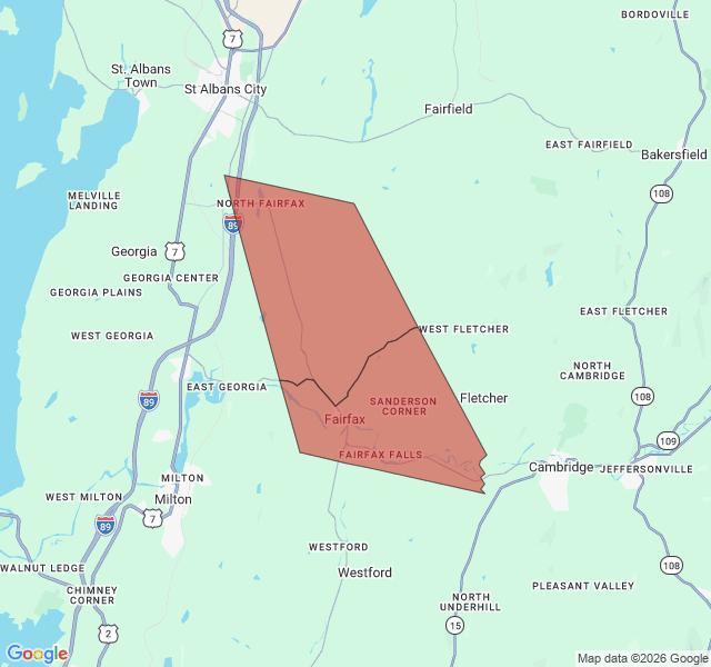 Map of septic coverage in Fairfax, VT
