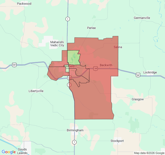 Map of septic coverage in Fairfield, IA