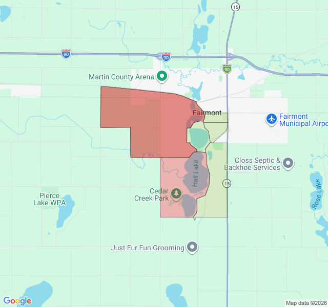 Map of septic coverage in Fairmont, MN