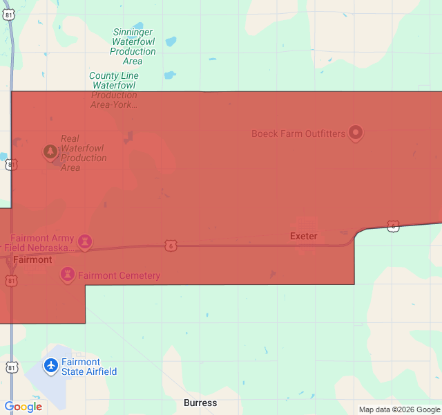 Map of septic coverage in Fairmont, NE
