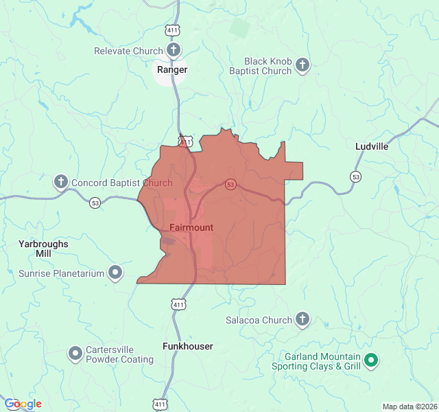 Map of septic coverage in Fairmount, GA