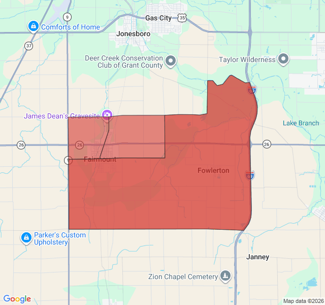 Map of septic coverage in Fairmount, IN