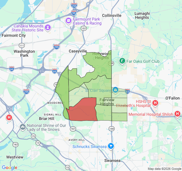 Map of septic coverage in Fairview Heights, IL