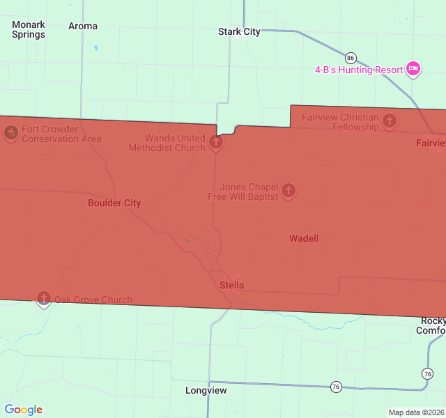 Map of septic coverage in Fairview, MO