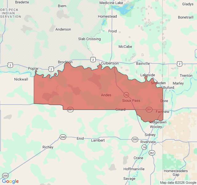 Map of septic coverage in Fairview, MT