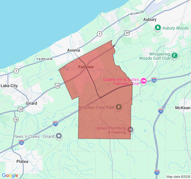 Map of septic coverage in Fairview, PA