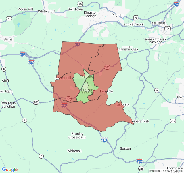 Map of septic coverage in Fairview, TN