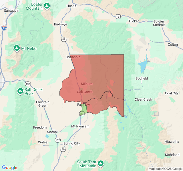 Map of septic coverage in Fairview, UT