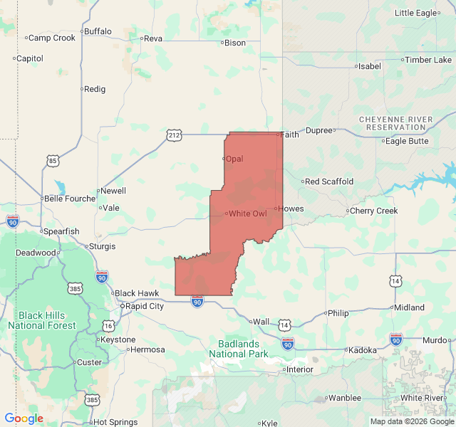 Map of septic coverage in Faith, SD