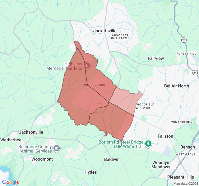 Map of septic coverage in Fallston, MD