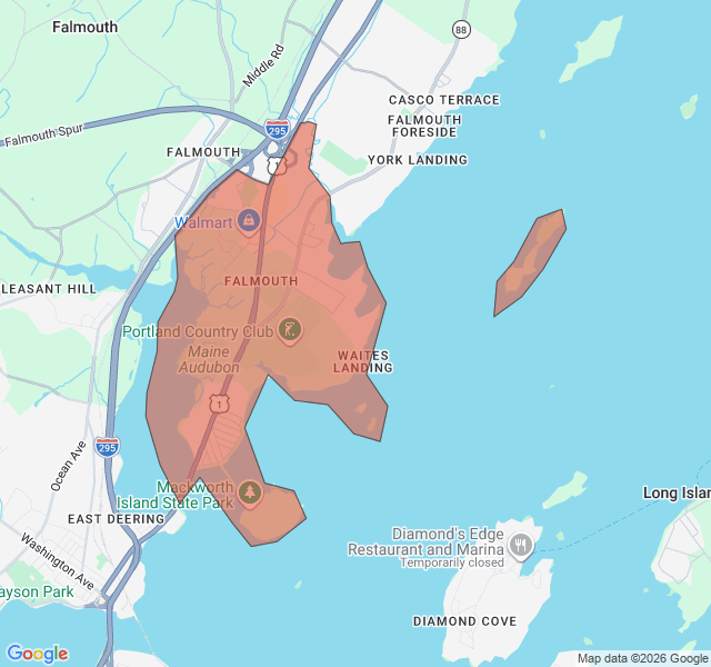 Map of septic coverage in Falmouth, ME