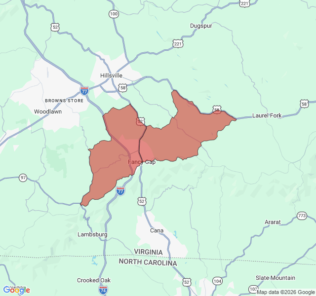 Map of septic coverage in Fancy Gap, VA