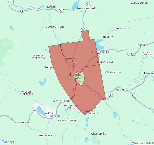 Map of septic coverage in Farmington, ME