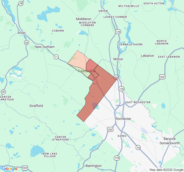 Map of septic coverage in Farmington, NH