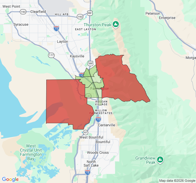Map of septic coverage in Farmington, UT