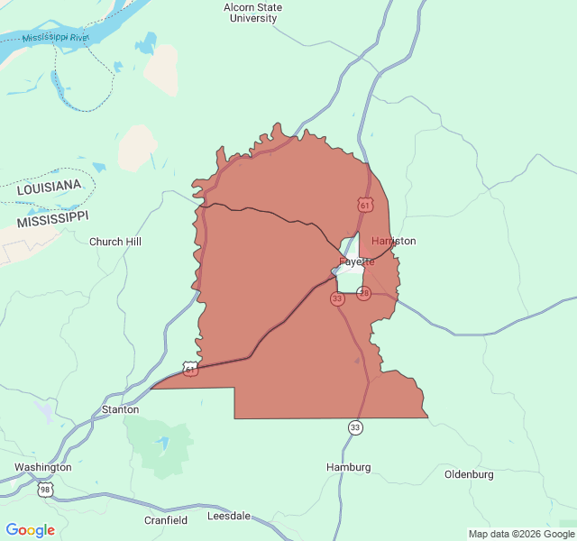 Map of septic coverage in Fayette, MS