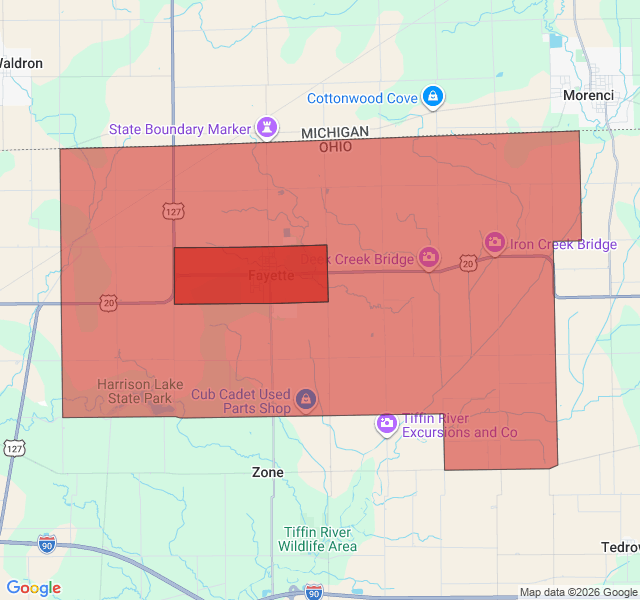 Map of septic coverage in Fayette, OH