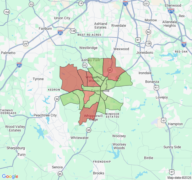 Map of septic coverage in Fayetteville, GA
