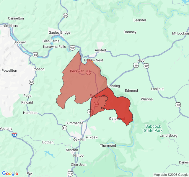 Map of septic coverage in Fayetteville, WV