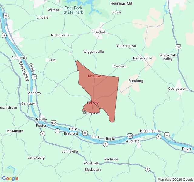 Map of septic coverage in Felicity, OH