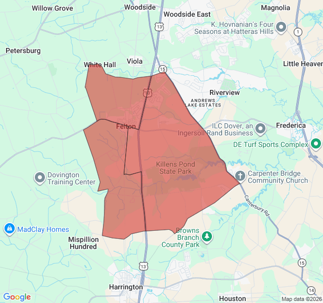 Map of septic coverage in Felton, DE